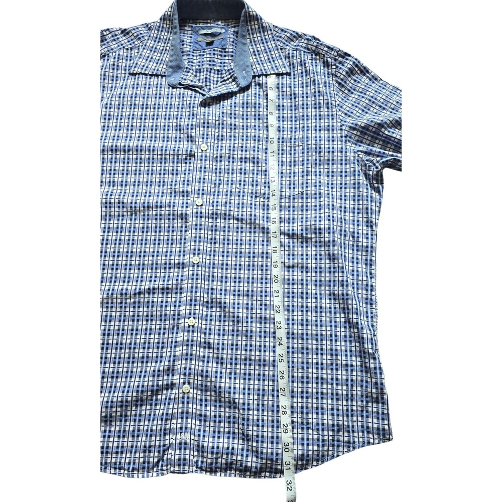 Johnston & Murphy Tailored Fit Blue Plaid Long Sleeve Button Down Shirt XL - Picture 7 of 8